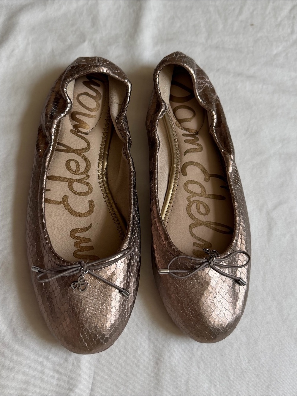 Sam Edelman Felicia Ballet Flat Rose Gold Snakeskin